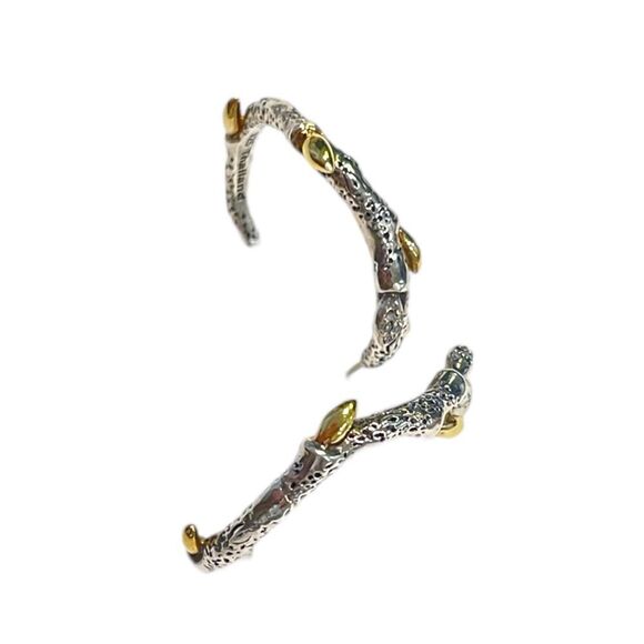 Stephen Dweck Vine Hoop Earrings, 18k YG, .925 & Dweck Diamonds - Picture 8 of 11